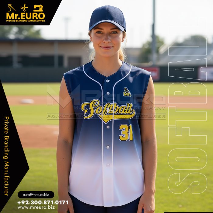 Gradient Softball Full Button Sleeveless