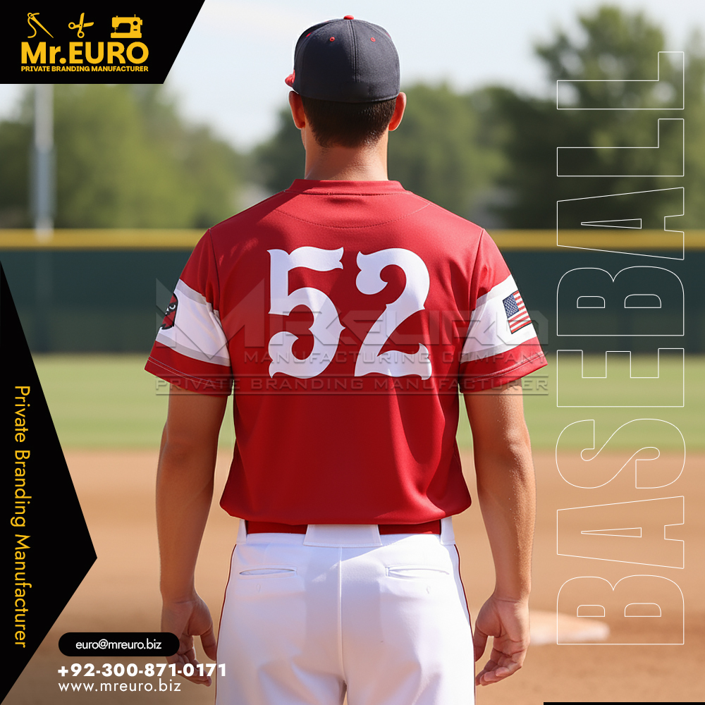 Red V-Neck Baseball Jersey - Image 2