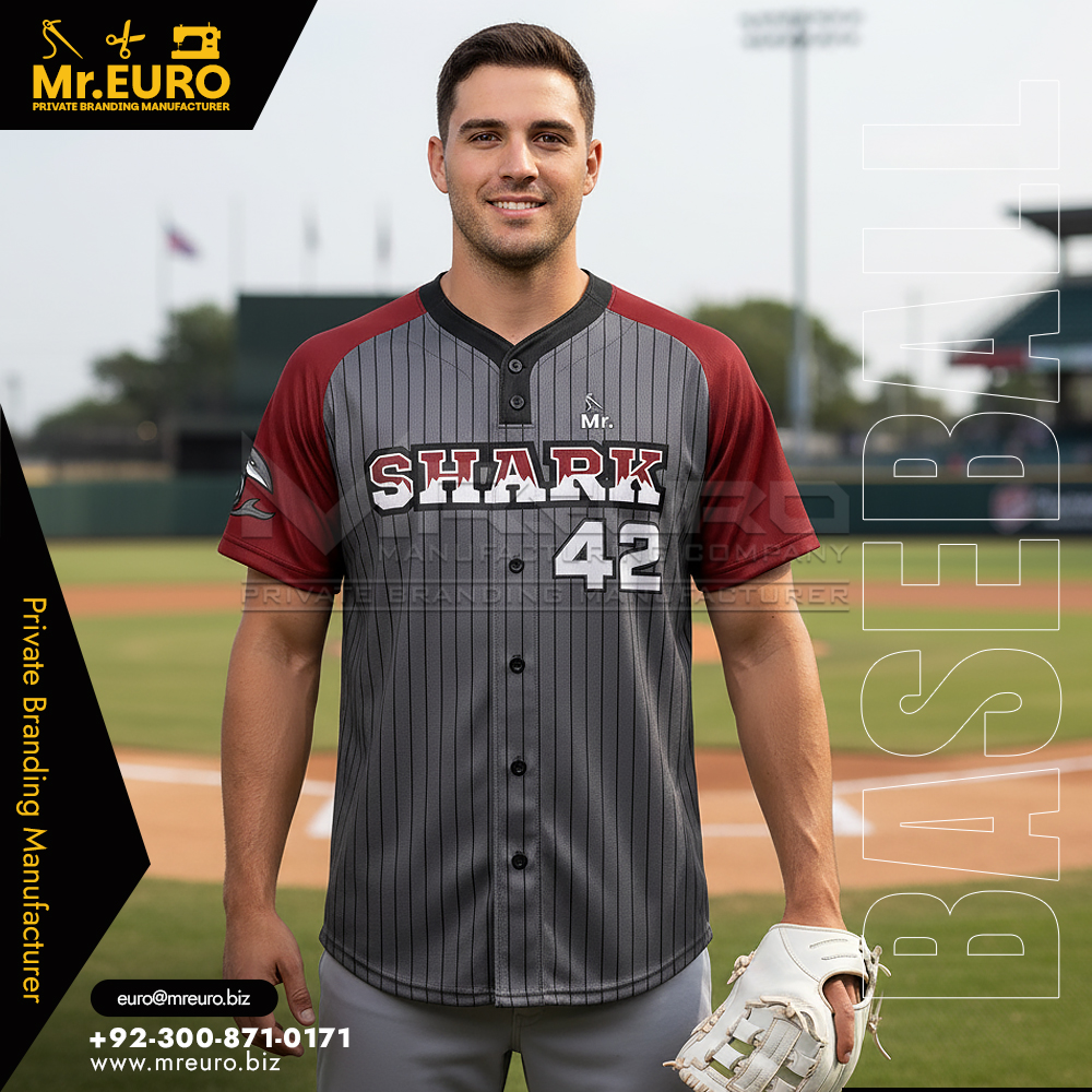 Red 2-Button Baseball Jersey Custom Sublimated Wear