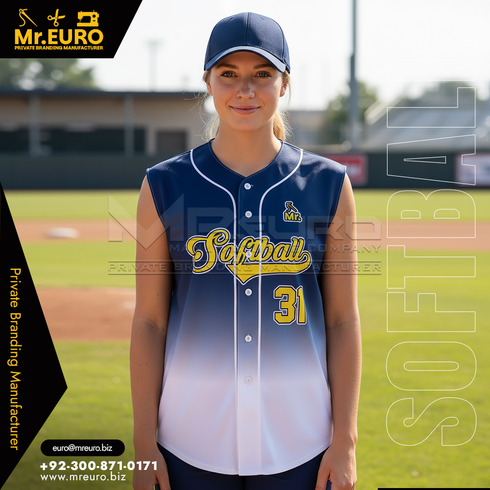 Gradient Softball Sleeveless Jersey Full Button