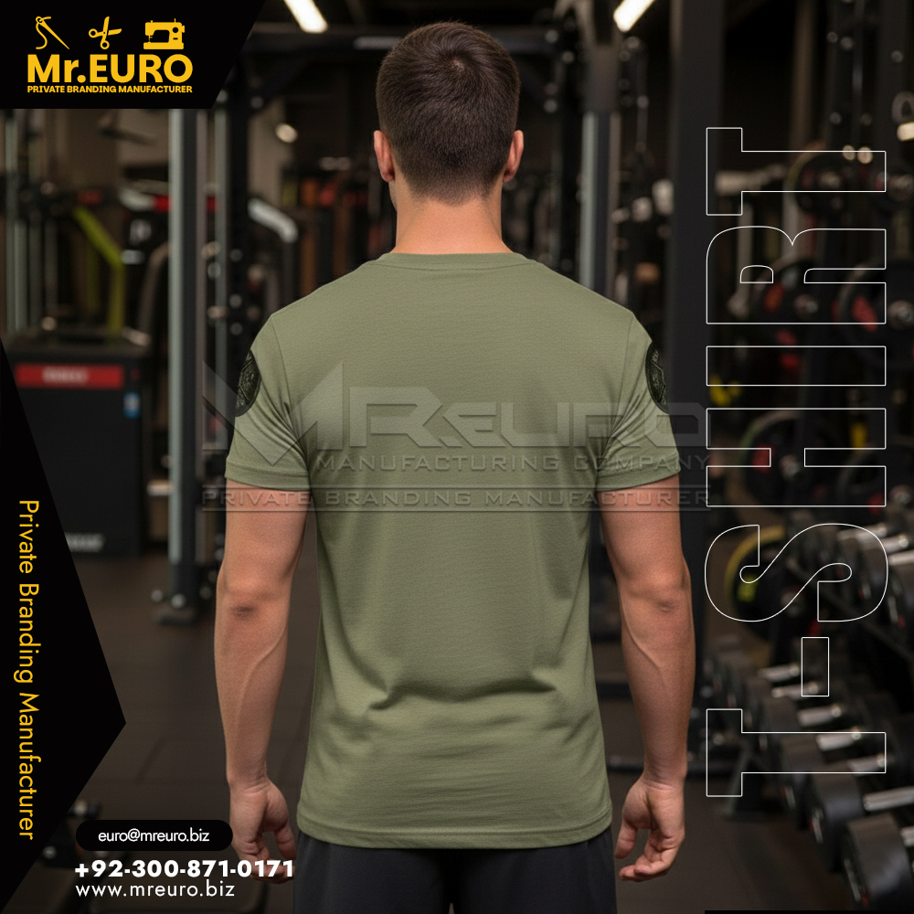 Men's Olive Green Gym Fit T-Shirt Workouts - Image 2