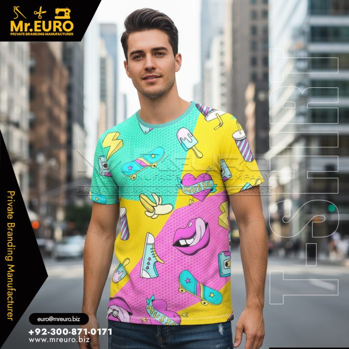 Colorful Cartoon Sublimation T-Shirt Fun Style