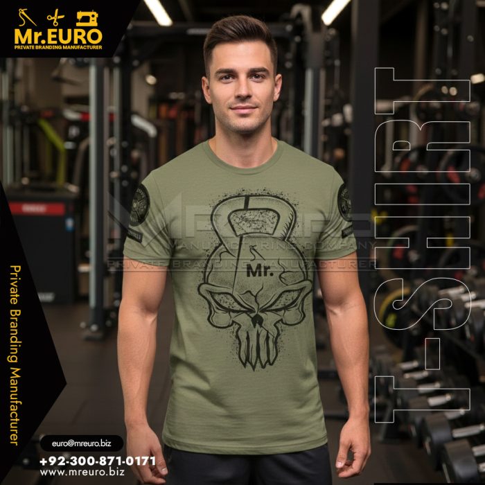 Men's Olive Green Gym Fit T-Shirt Workouts