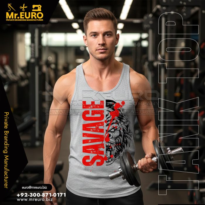 Workout Grey Printed Gym Tank Top
