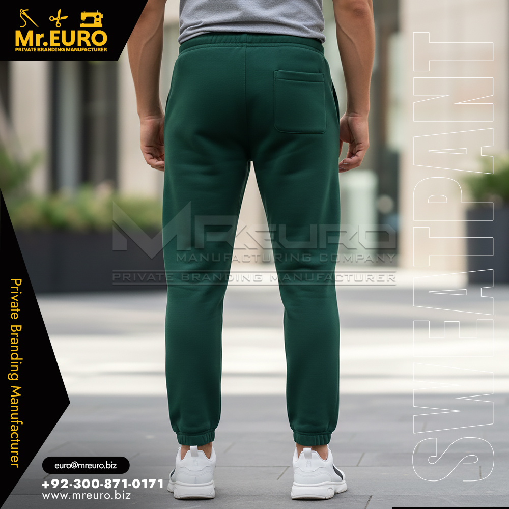 Comfortable Men's Green Sweat Pant - Image 2