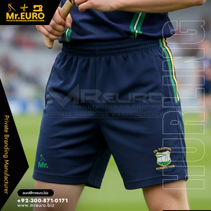 Custom Navy Trim Hurling Shorts for Club Match Play
