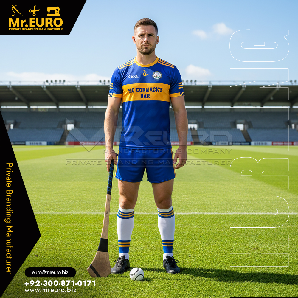 Full Custom Blue Yellow Hurling Teamwear Kit Set
