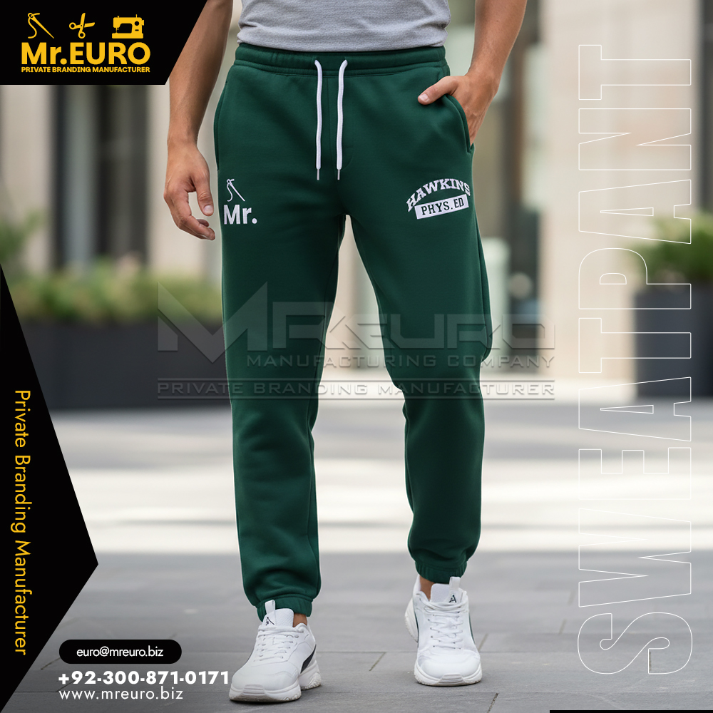 Comfortable Men's Green Sweat Pant