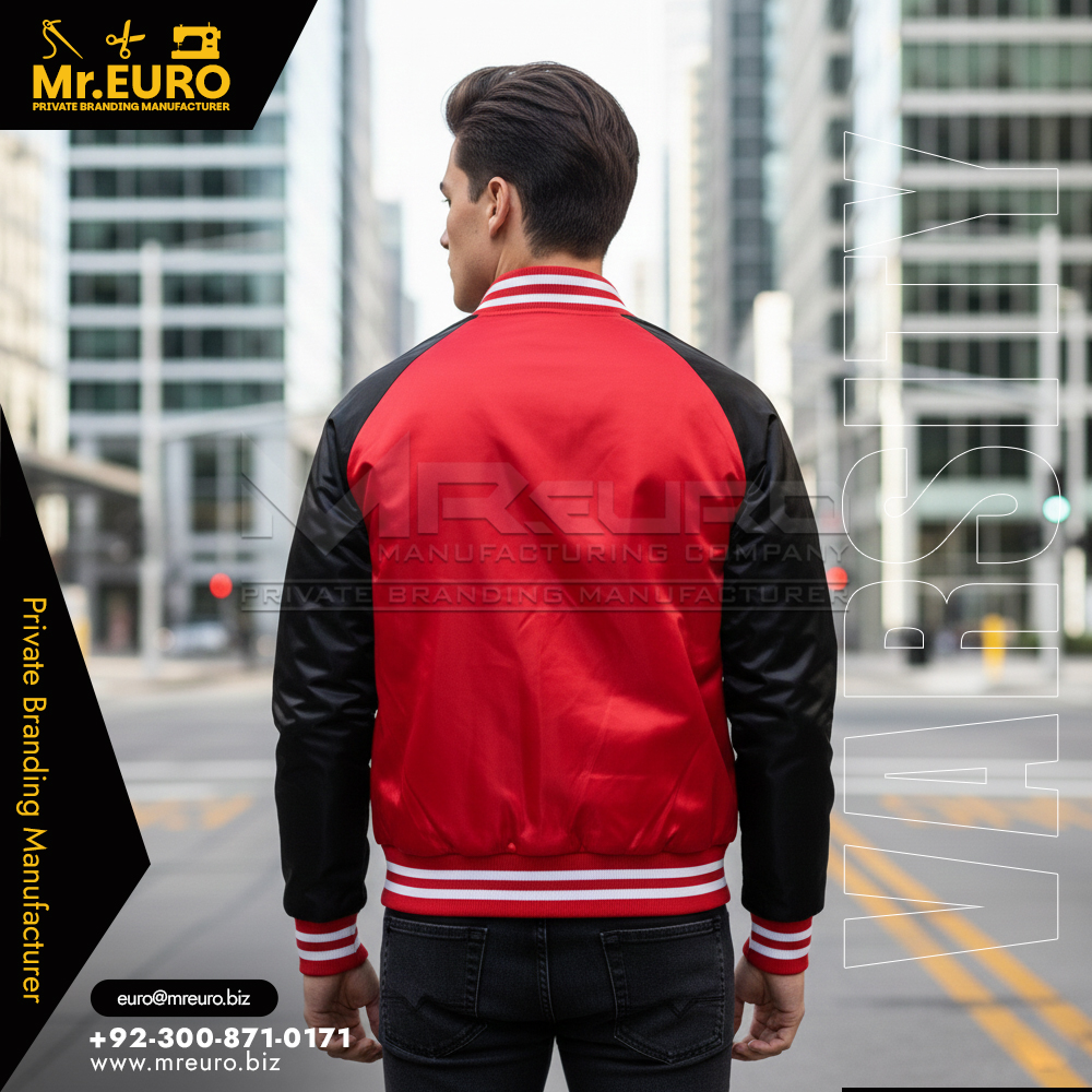 Red Black Letterman Style Varsity Jacket - Image 2