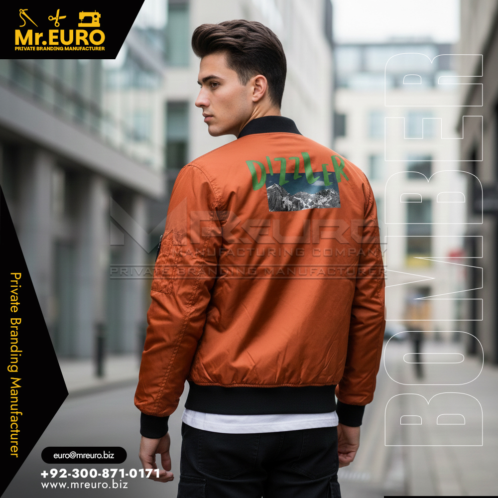 Orange Trendy Casual Bomber Jacket Everyday Style - Image 2