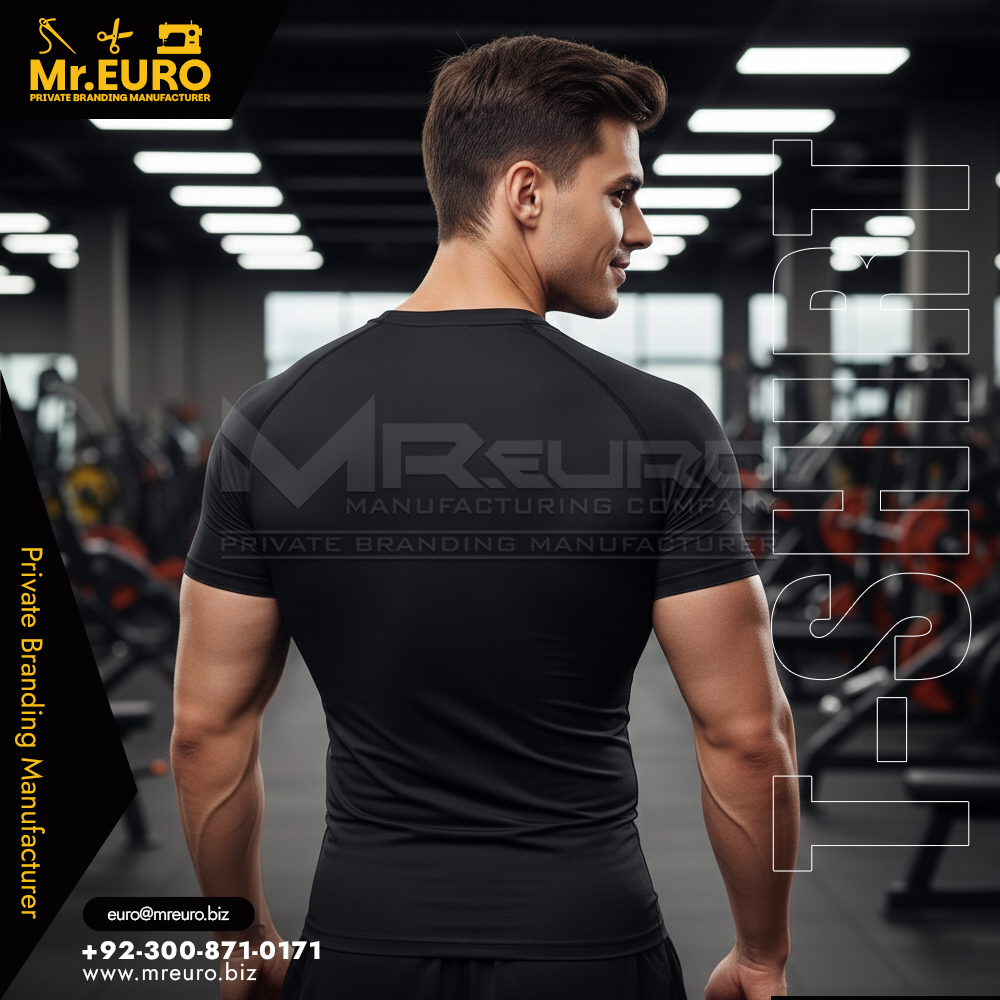 Muscle Fit Compression Black Gym T-Shirt - Image 2