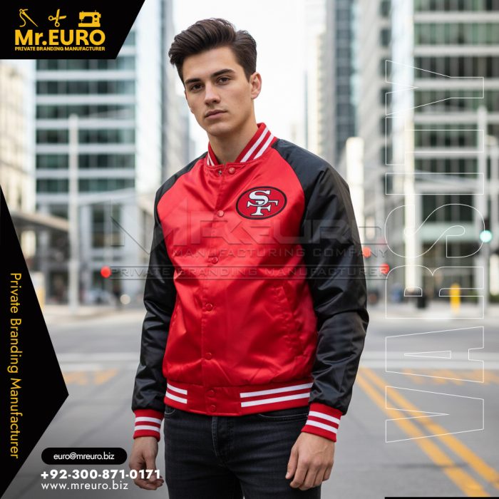 Red Black Letterman Style Varsity Jacket