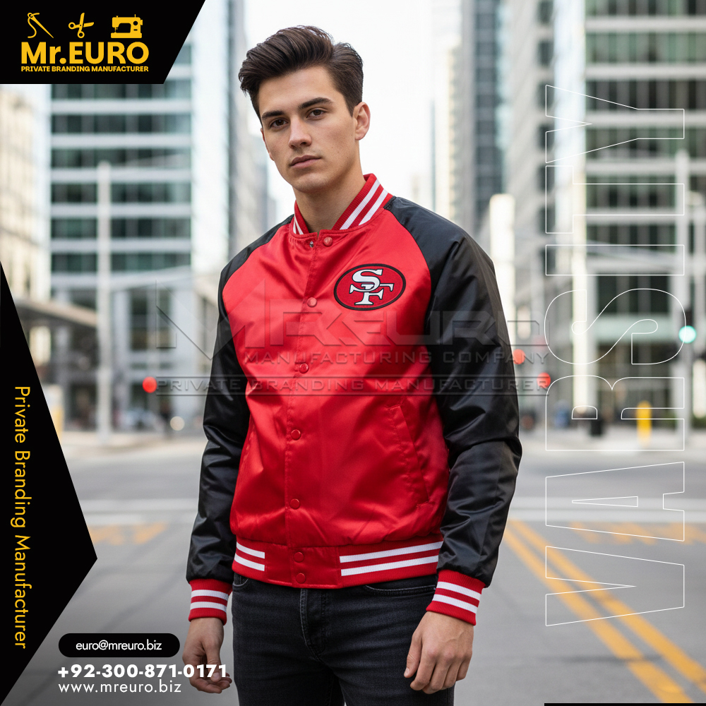 Red Black Letterman Style Varsity Jacket