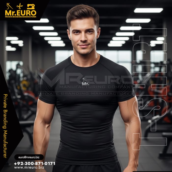Muscle Fit Compression Black Gym T-Shirt