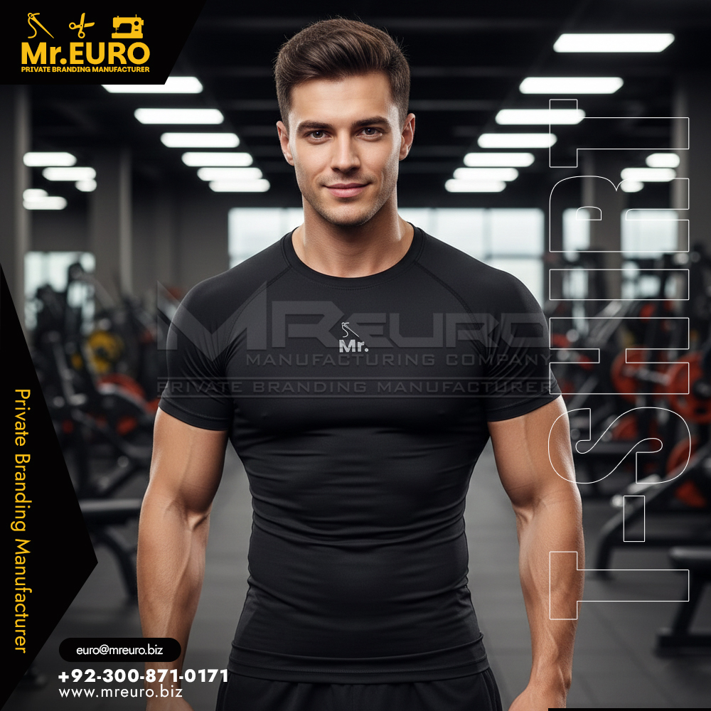 Muscle Fit Compression Black Gym T-Shirt