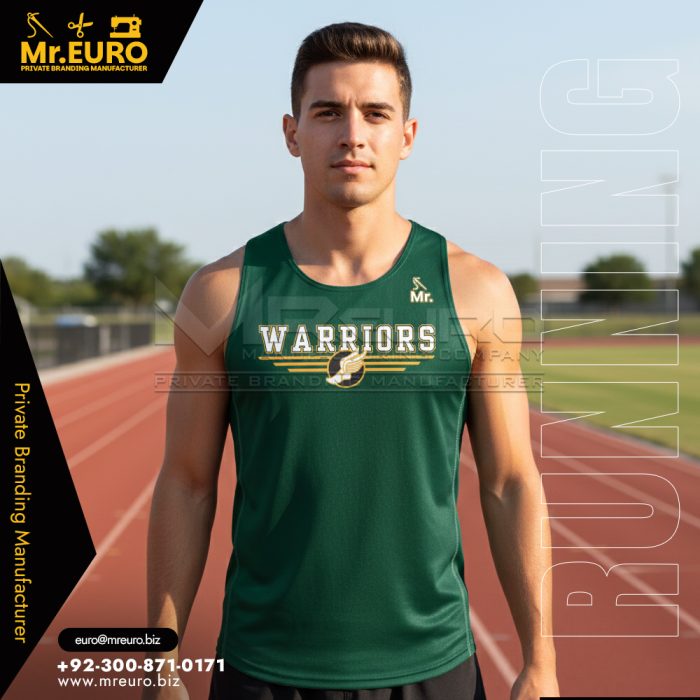 Athletic Green Running Racer Tank for Training