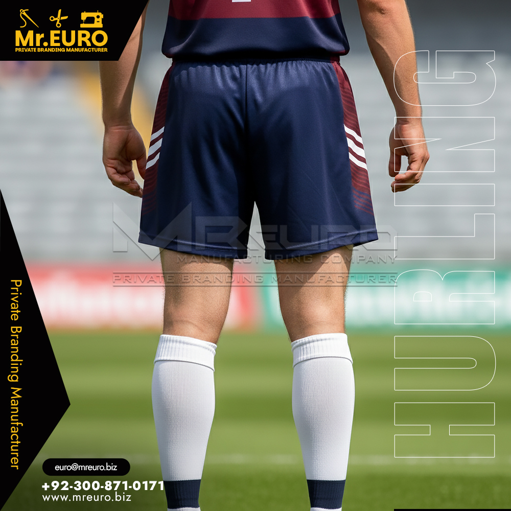 Sublimation Printed Navy Hurling Shorts for Clubs - Image 2