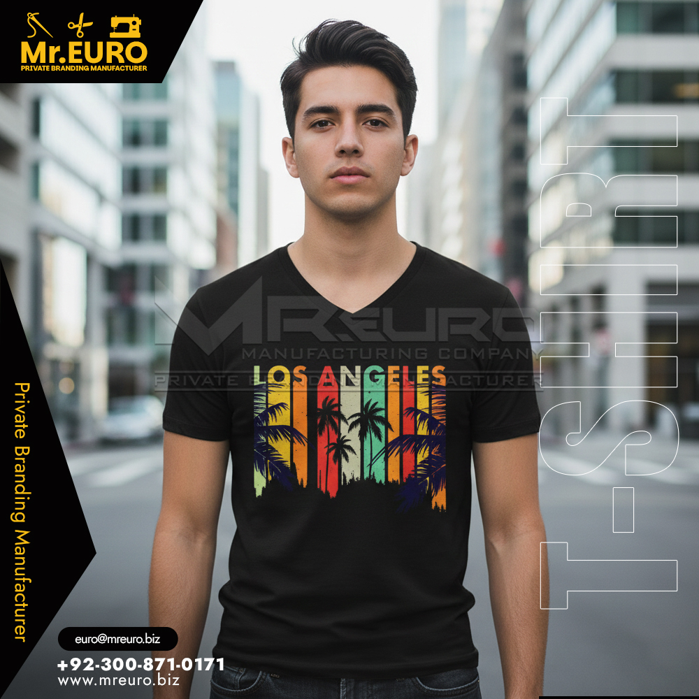 Black Printed Streetwear V Neck T-Shirt For Style