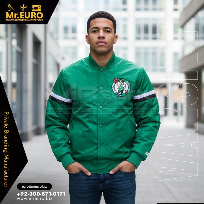 Men's Green Sports Varsity Jacket Active Style
