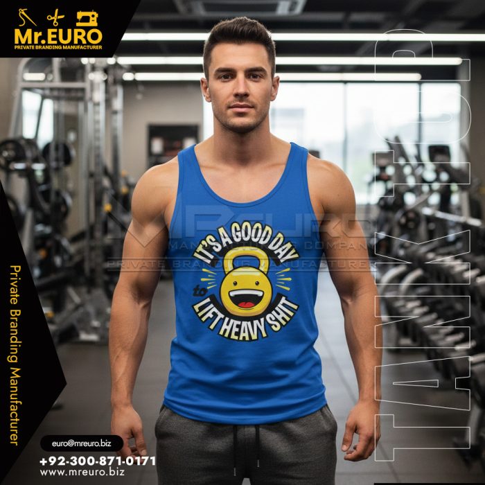 Fitness Blue Graphic Tank Top