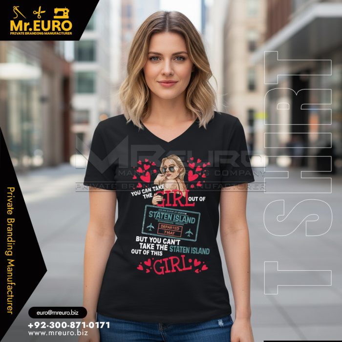 Women Graphic Printed V Neck T-Shirt Casual