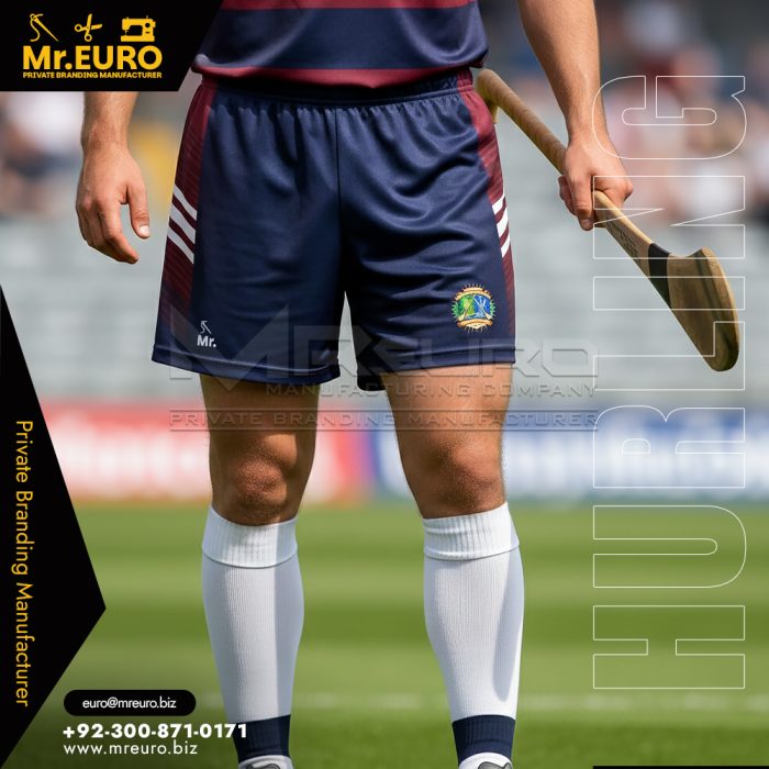 Sublimation Printed Navy Hurling Shorts for Clubs