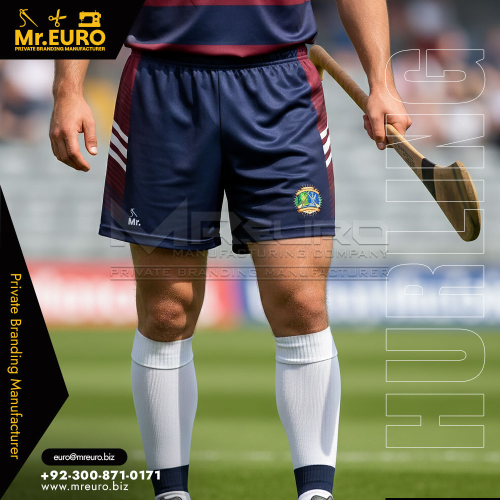Sublimation Printed Navy Hurling Shorts for Clubs