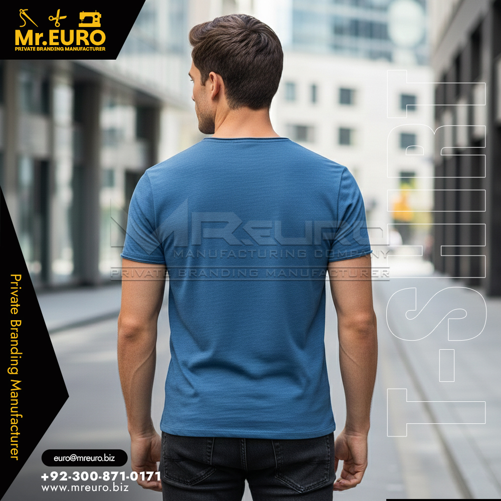 Classic Casual Blue V Neck T-Shirt - Image 2