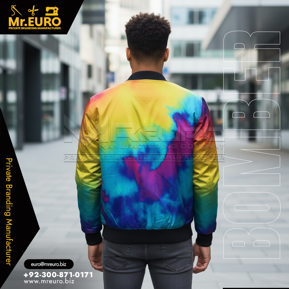 Rainbow Streetwear Style Bomber Jacket - Image 2