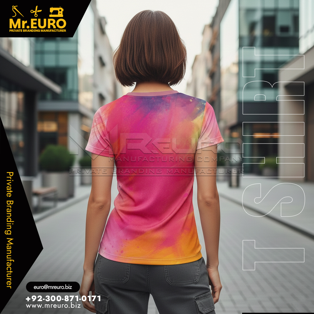 Sublimation Fashion Gradient V Neck T-Shirt Women Style - Image 2