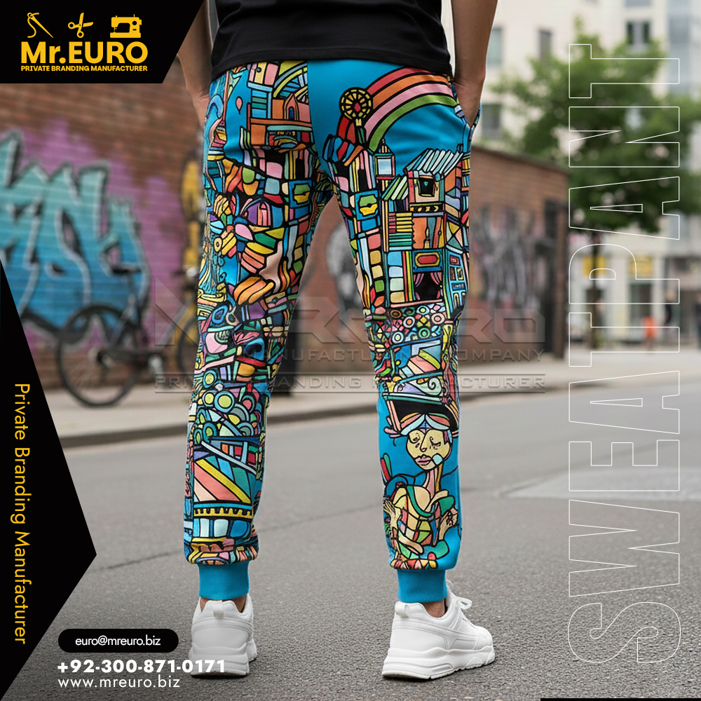 Blue Graphic Printed Sweat Pant Casual Style - Image 2