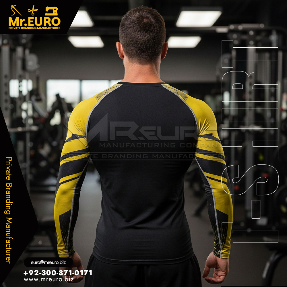 Athletic Black Yellow Gym T-Shirt - Image 2