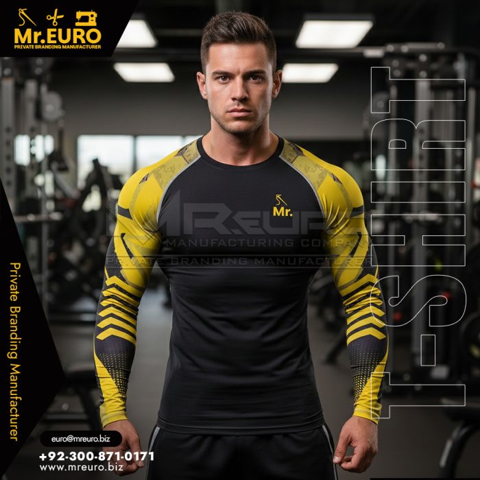 Athletic Black Yellow Gym T-Shirt