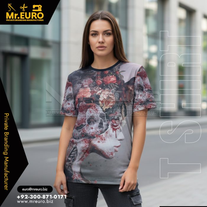 Elegant Women Floral Crew Neck T-Shirt