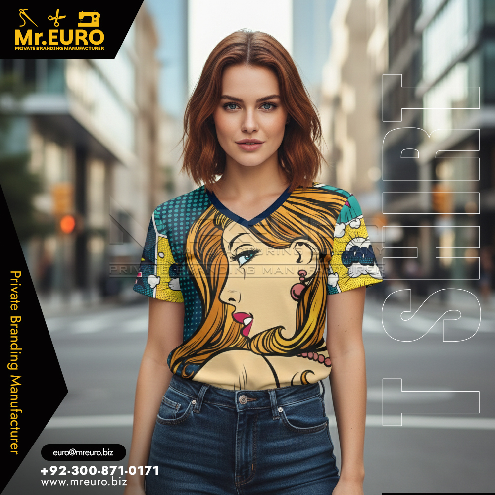 Women's Artistic V Neck T-Shirt Creative Style
