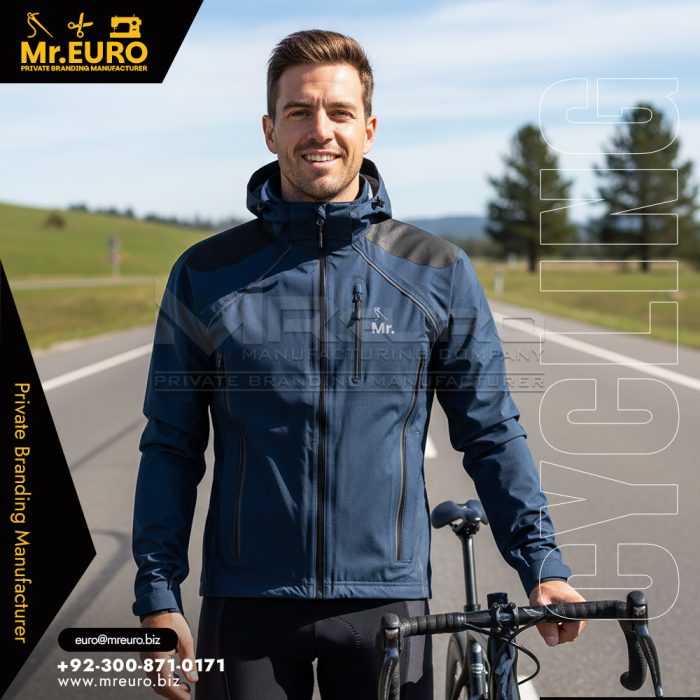 Navy Cycling Softshell Jacket for Cold Weather Rides