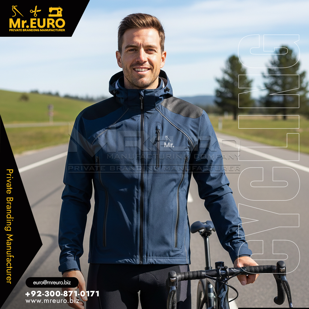 Navy Cycling Softshell Jacket for Cold Weather Rides