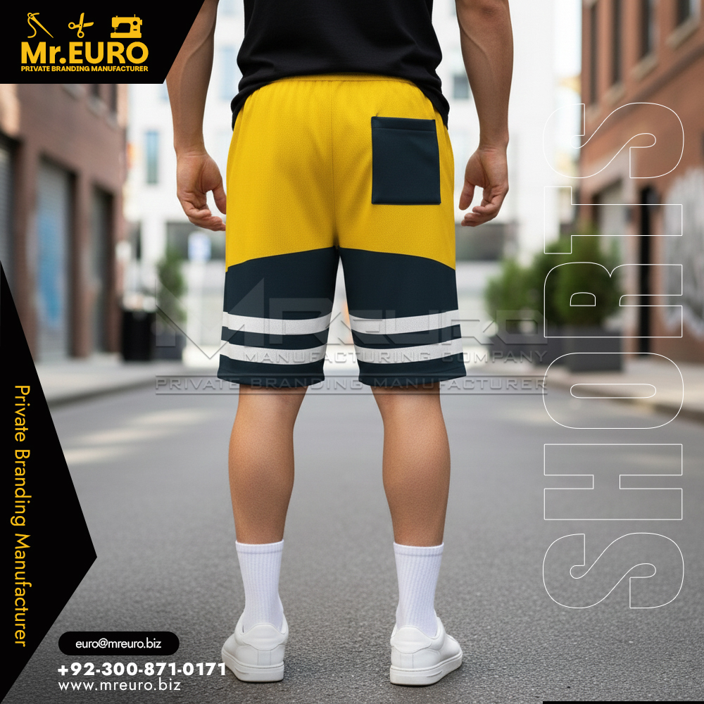 Stylish Yellow Black Sports Training Shorts - Image 2