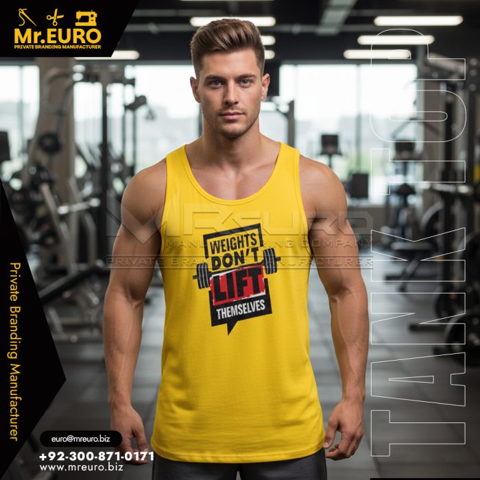 Yellow Sleeveless Gym Fitness Tank Top