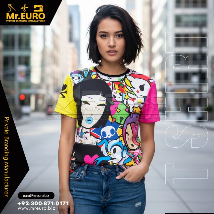 Colorful Pop Art Crew Neck T-Shirt Women