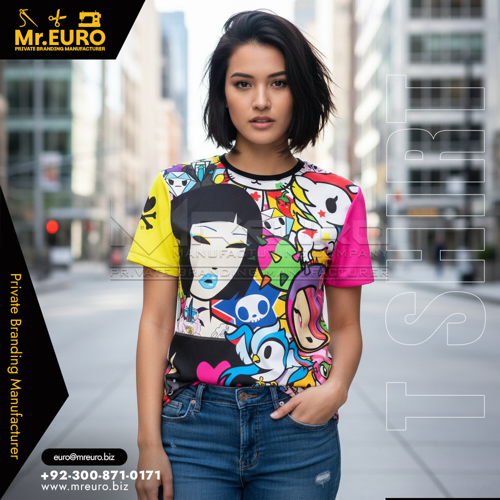 Colorful Pop Art Crew Neck T-Shirt Women