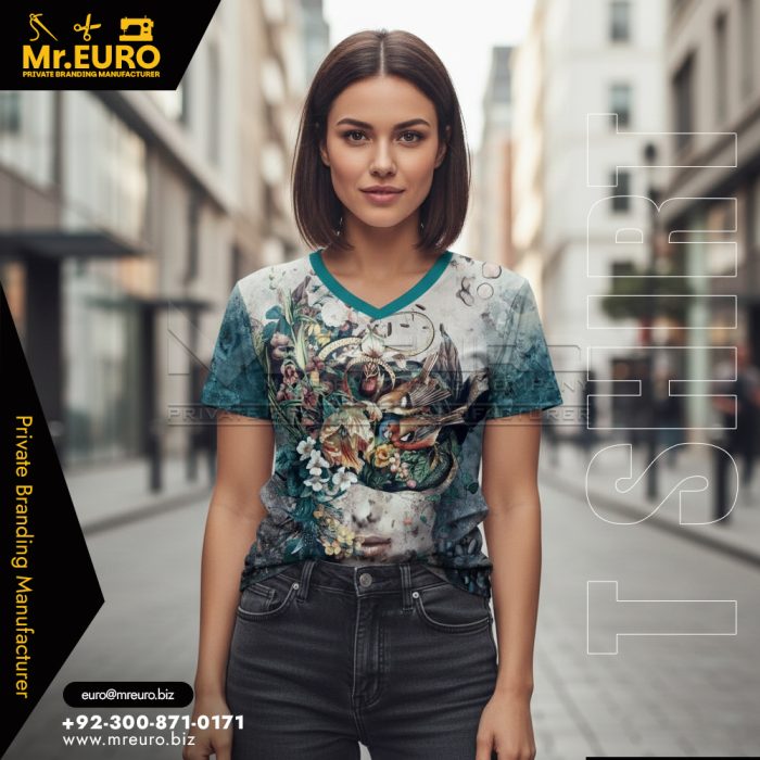 Casual Summer Floral V Neck T-Shirt Women