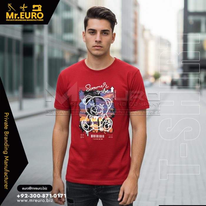 Red Graphic Cotton T-Shirt Streetwear Style