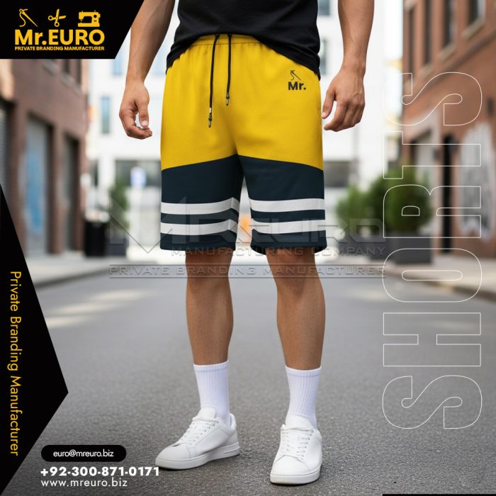 Stylish Yellow Black Sports Training Shorts