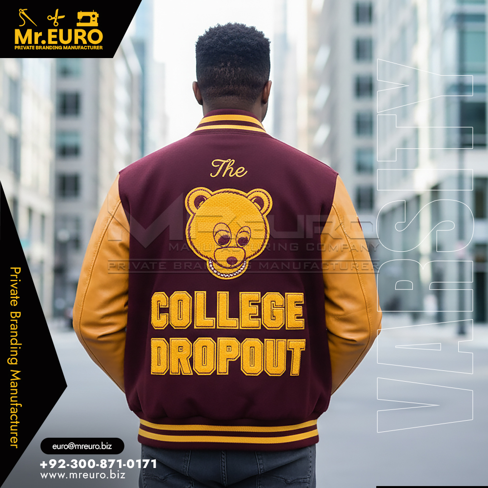 Maroon Varsity Jacket Warm Winter Style - Image 2