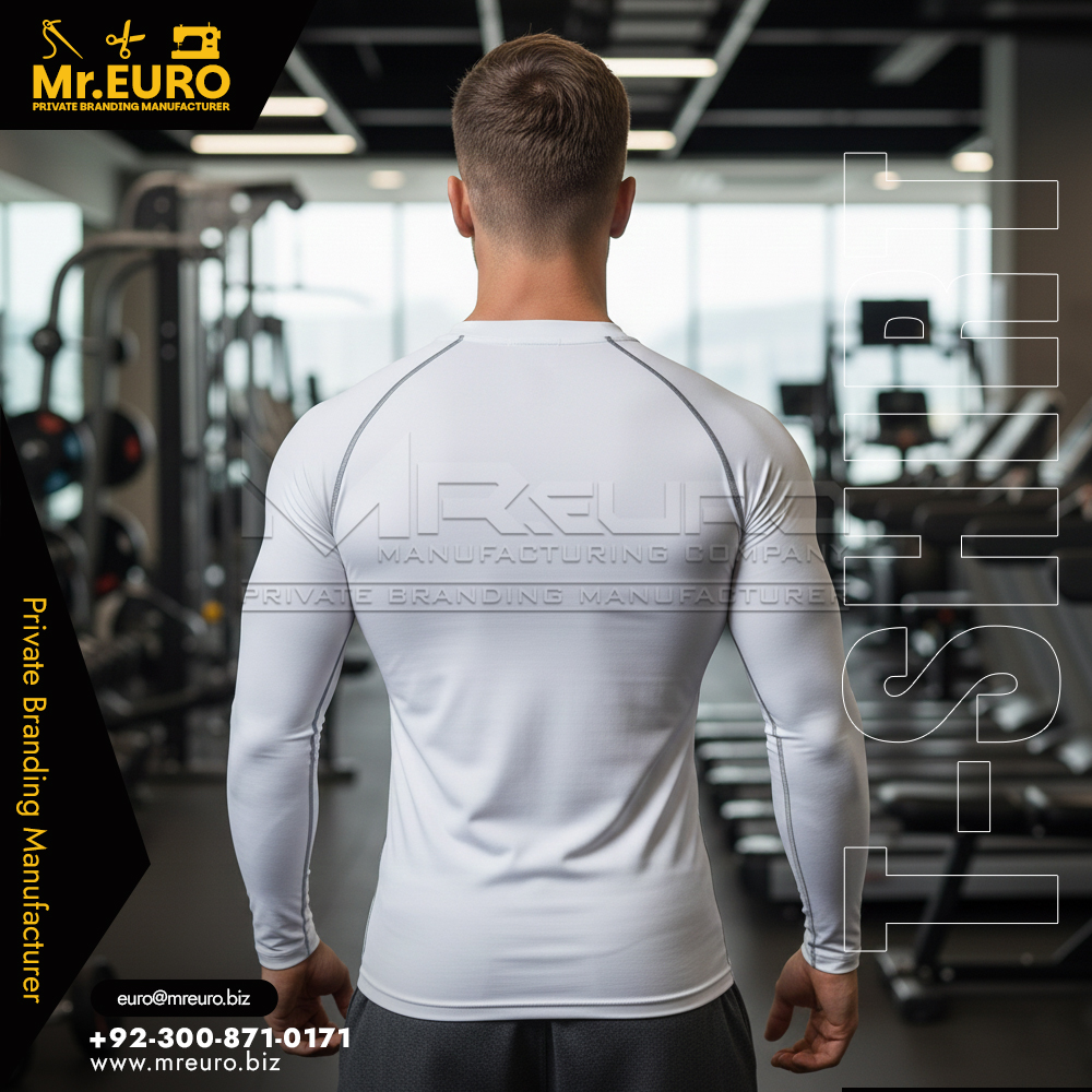 White Compression Gym Workout T-Shirt Fit - Image 2