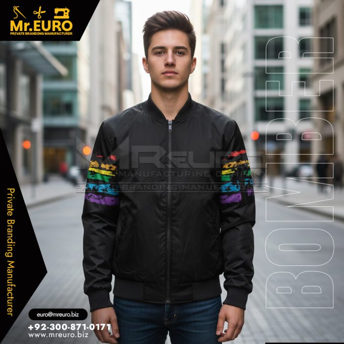 Minimal Street Style Black Bomber Jacket