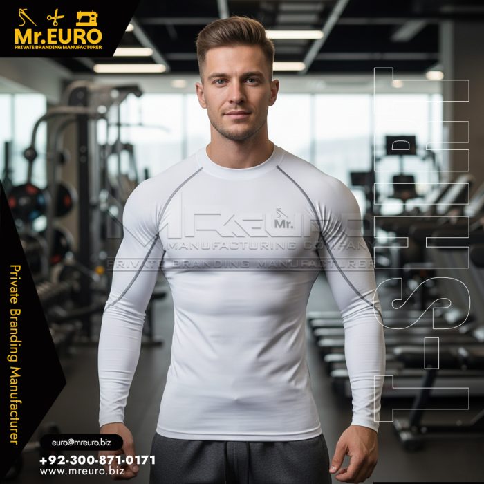 White Compression Gym Workout T-Shirt Fit