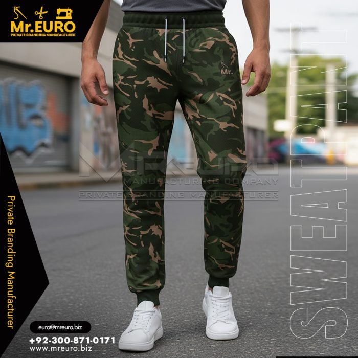 Camo Military Style Sweat Pant for Rugged Wear
