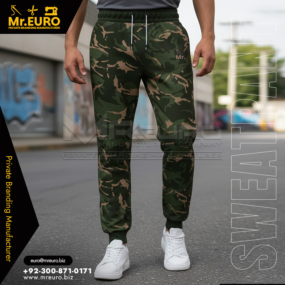 Camo Military Style Sweat Pant for Rugged Wear